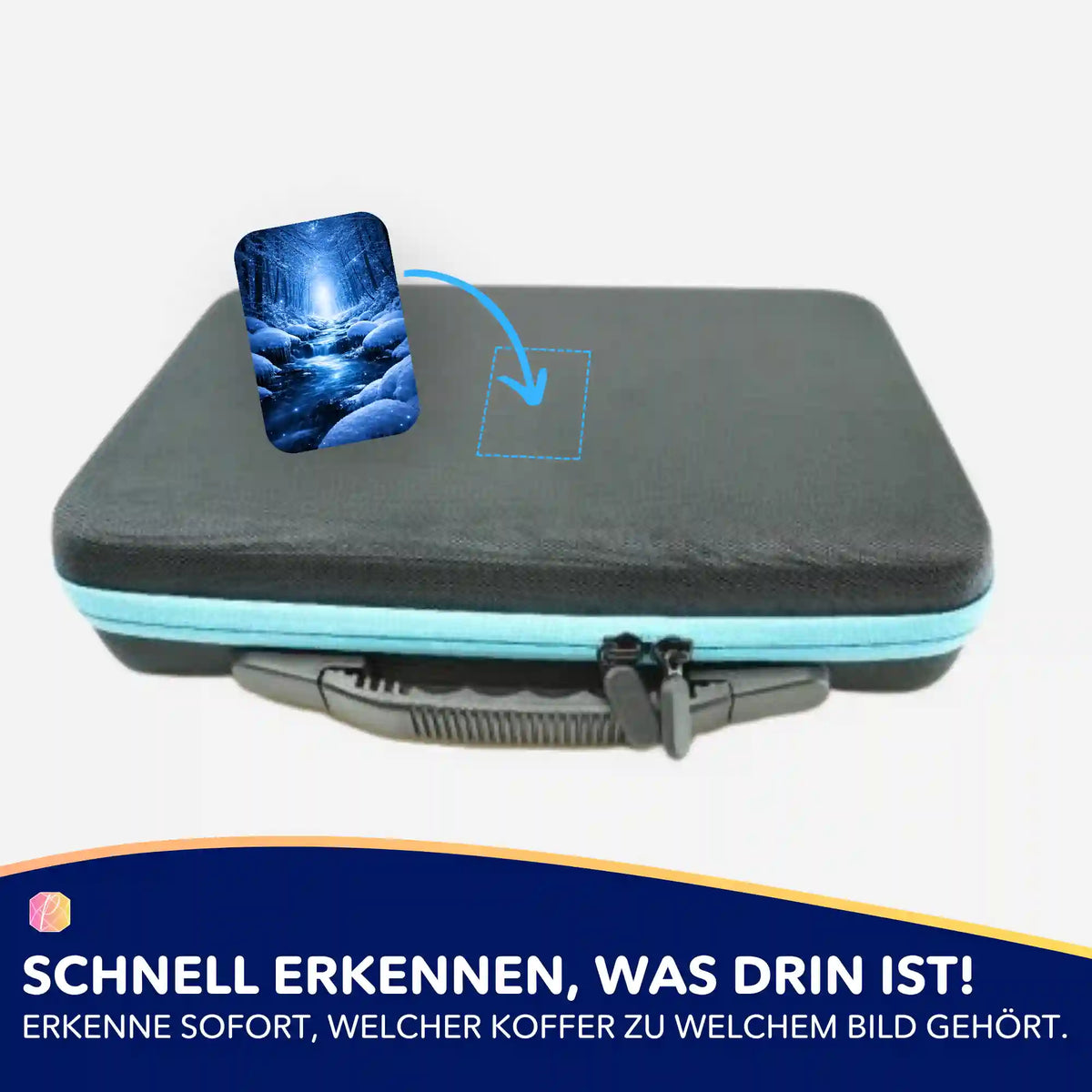Picmondoo Aufkleber-Set zur Organisation von Diamond Painting Koffern mit blauem Winterwald-Motiv