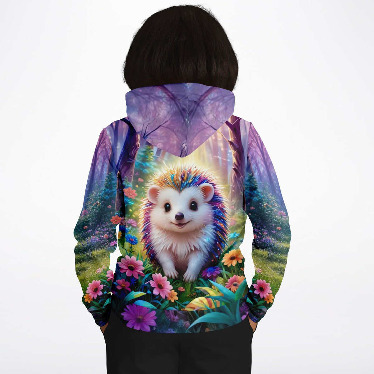 Dreamer Hoodie mit Igel Stups Motiv, buntes Wald-Design im Stil von Diamond Painting und Malen nach Zahlen Kunstwerken