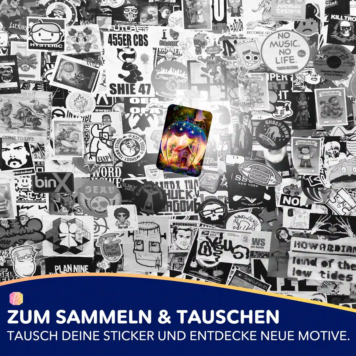 Farbenfroher Fantasiehaus-Aufkleber für dein Diamond Painting Zubehör und Bastelspaß im pacmondoo.comsign