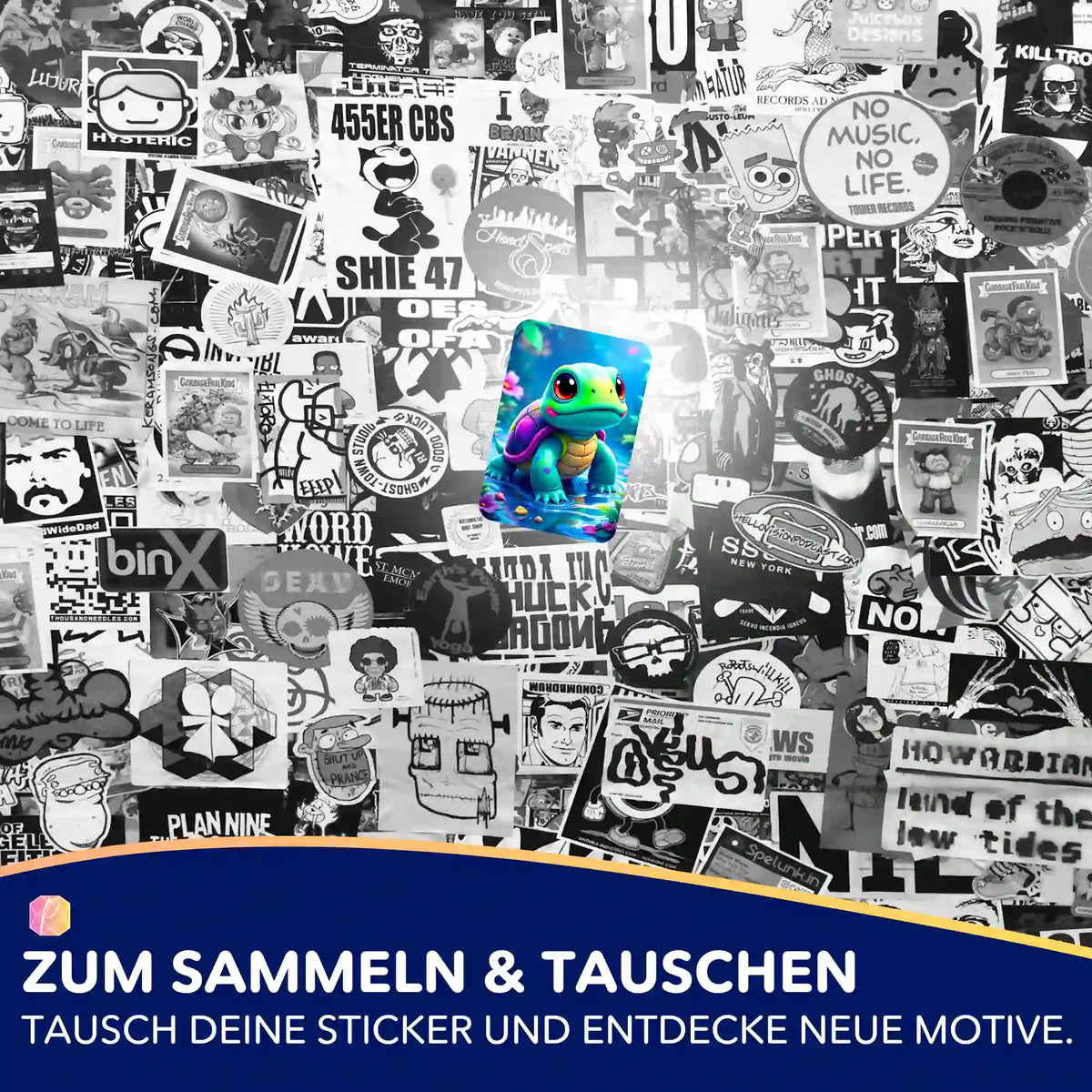 Bunter Donatello Schildkröten-Sticker aus dem Picmondoo Diamond Painting Zubehör Set zur Organisation
