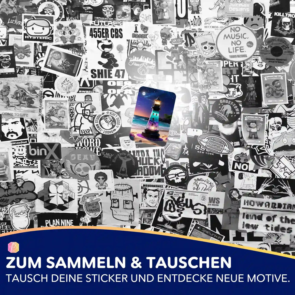Farbenfroher Sticker mit Leuchtturm-Motiv für Diamond Painting Fans als dekoratives Zubehör