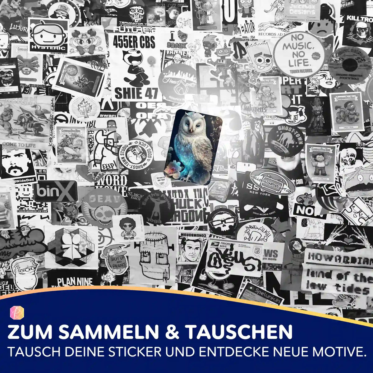 Picmondoo Sticker-Set mit White Owl Motiv zur Organisation von Diamond Painting Projekten