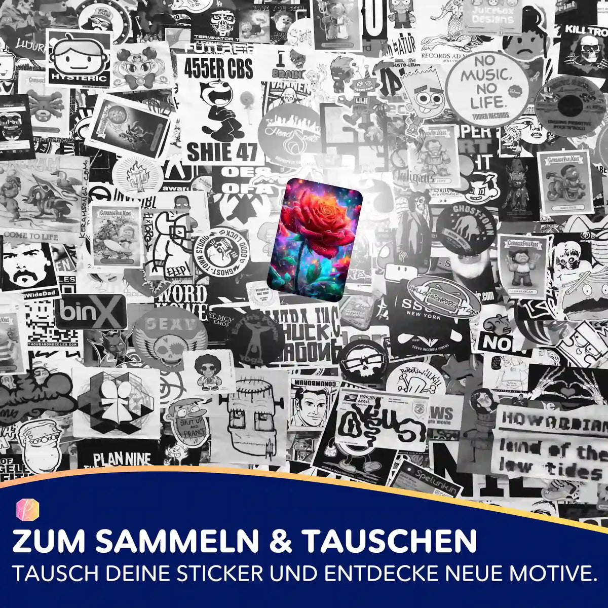 Buntes Rosen-Motiv aus dem Picmondoo Diamond Painting Aufkleber-Set zur Organisation von DIY-Bastelsets