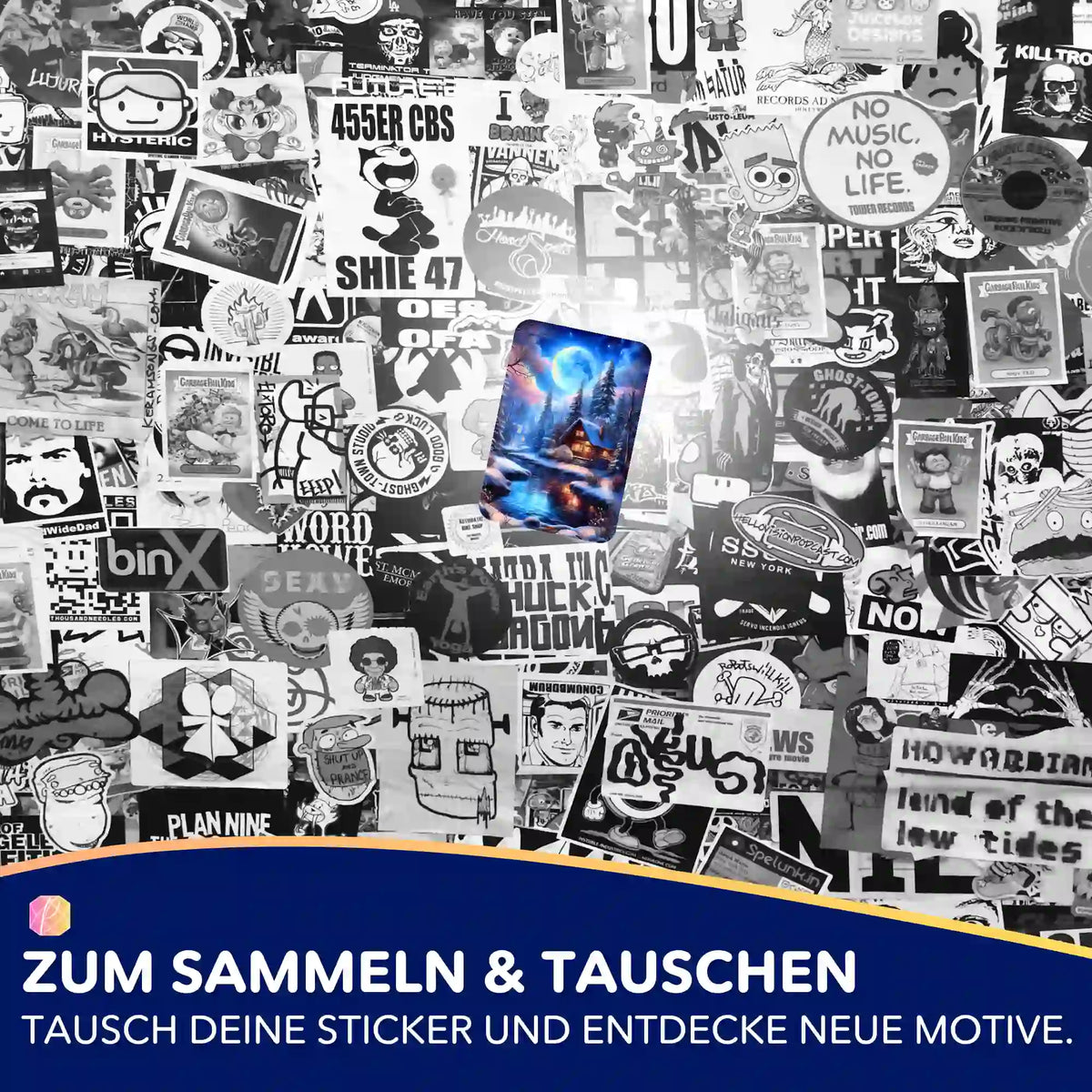 Picmondoo Diamond Painting Sticker Zuflucht im Silberlicht für die Organisation von Bastelsets und Motiv-Sammlungen.
