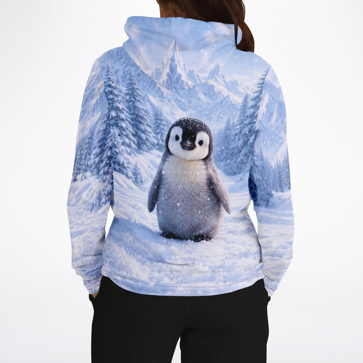 Dreamer Hoodie mit Winterpieps Pinguin-Motiv im All-Over-Print Design für Fans von Diamond Painting und DIY-Kunst