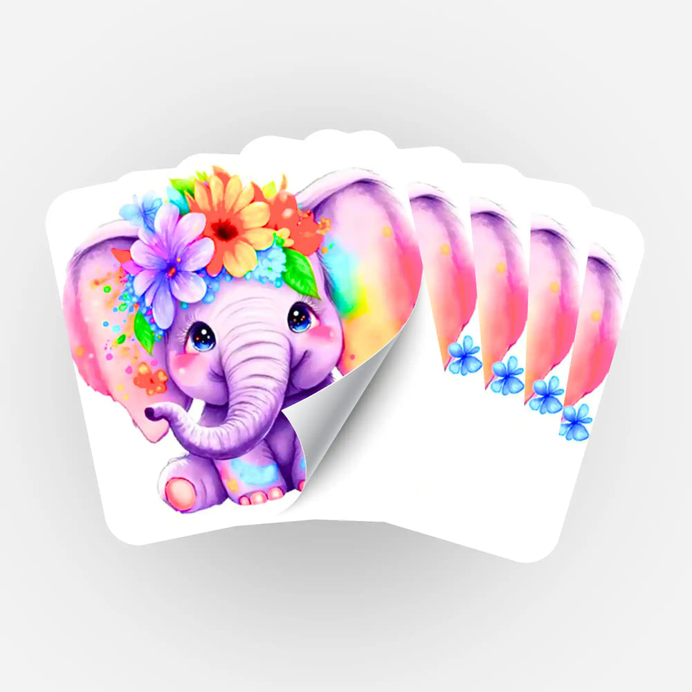 Aufkleber 5er-Set - Der kleine Blumenelefant