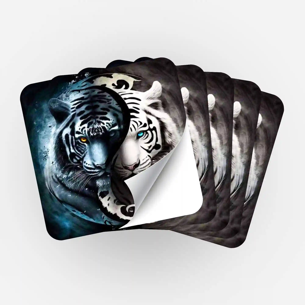 Aufkleber 5er-Set - Tiger "Ying und Yang"