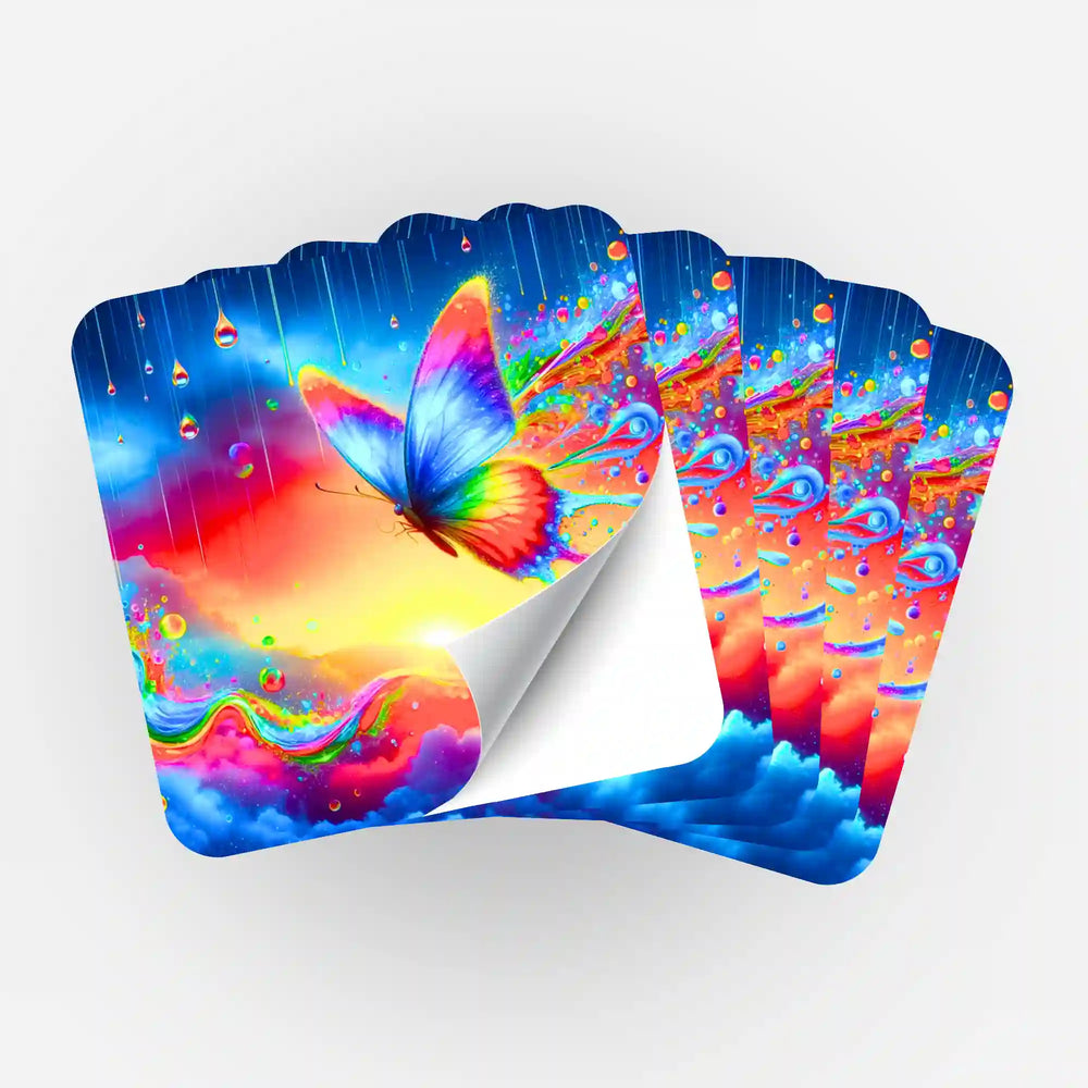Aufkleber 5er-Set - Schmetterlinge im Regenbogenfluss