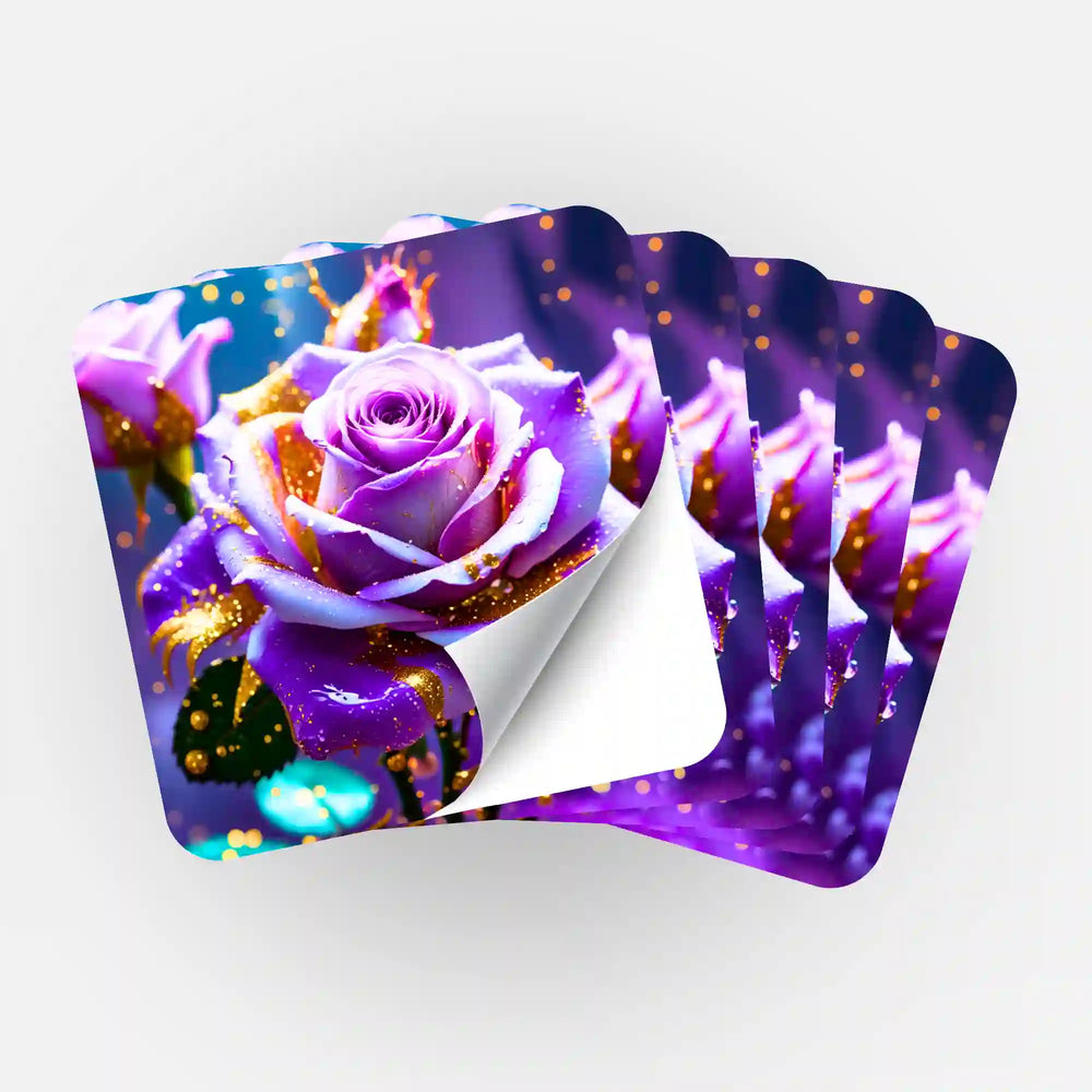 Lot de 5 autocollants - Rose améthyste