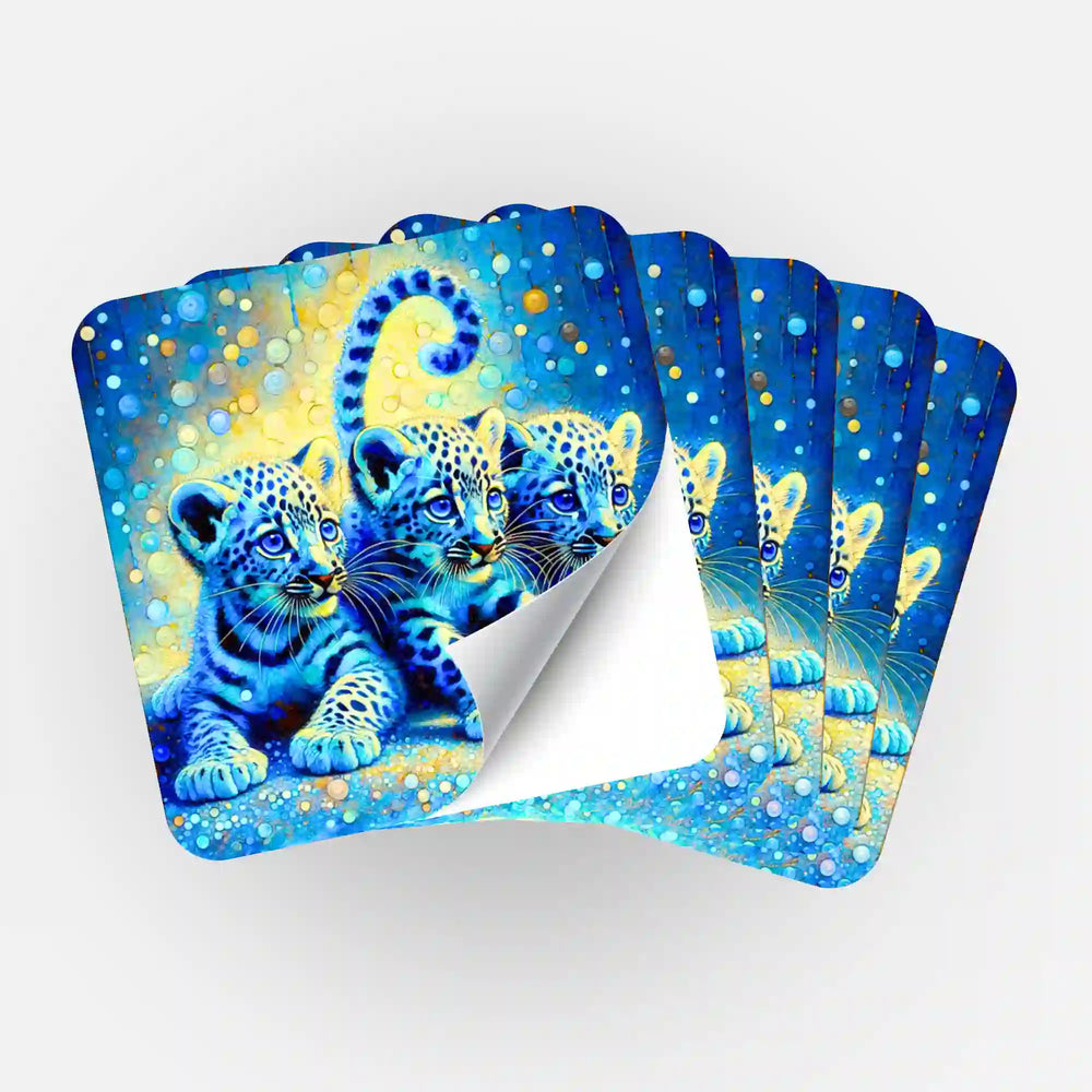Aufkleber 5er-Set - Leopardenbabys
