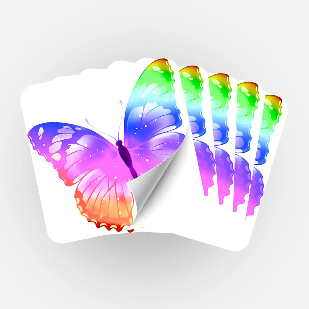 Aufkleber 5er-Set - Farbenfroher Schmetterling
