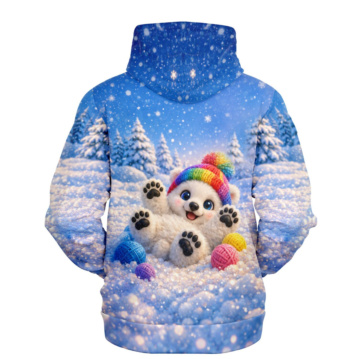 Dreamer Hoodie Winterfreude mit süßem Eisbär im Schnee, passend zu Diamond Painting und Malen nach Zahlen Motiven