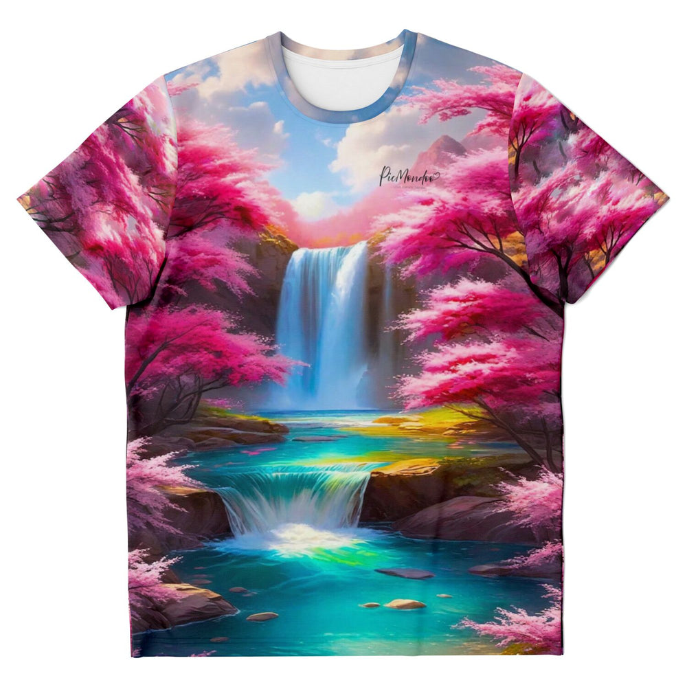 T-shirt Dreamer - Fleurs de cerisier au pied de la cascade