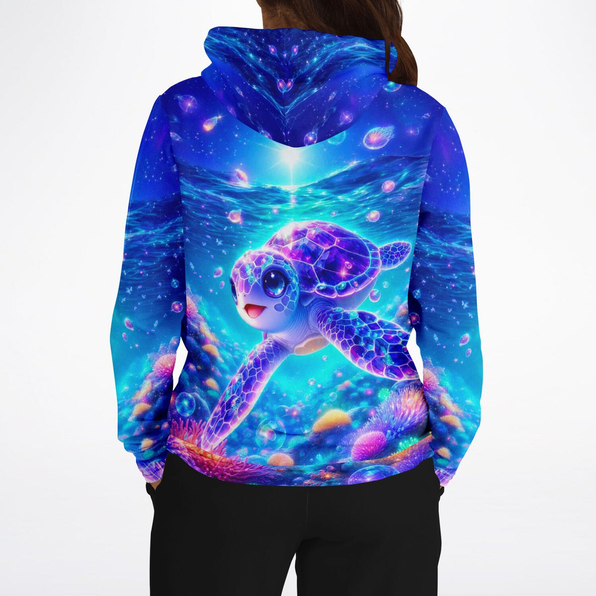 Dreamer Hoodie mit Sternenschildkröte im farbenfrohen Unterwasser-Design, ideal für Fans von Diamond Painting und Kunst