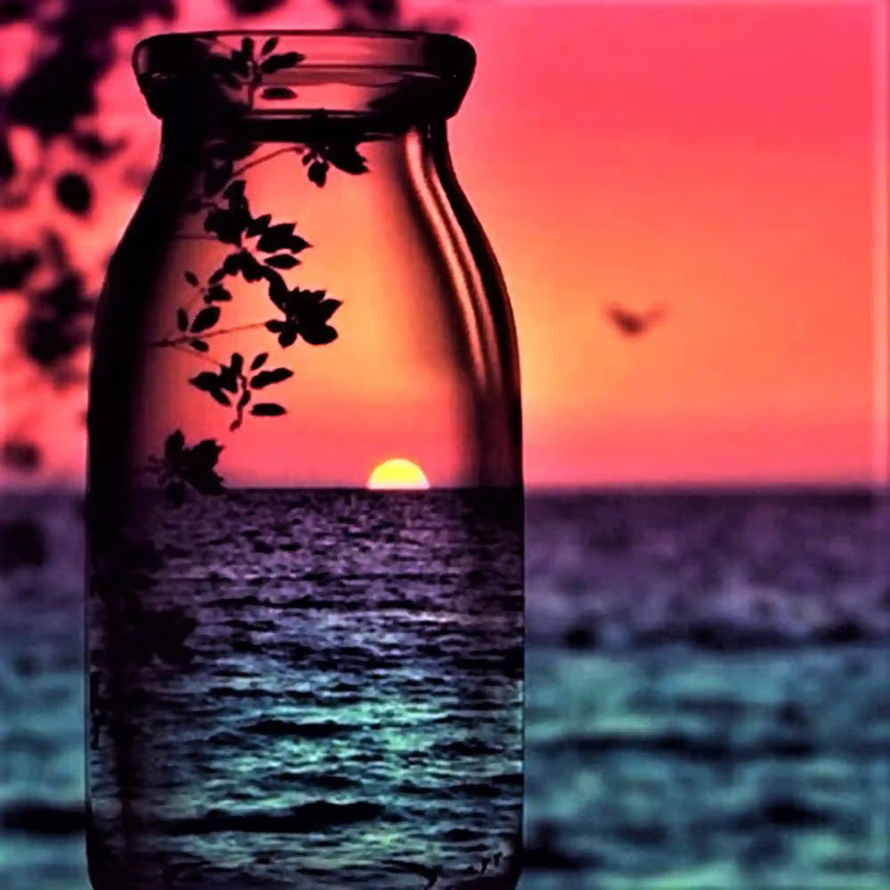Diamond Painting - Coucher de soleil rouge