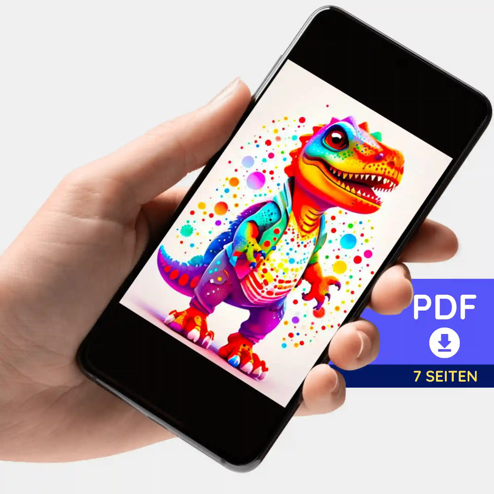 Porte-documents numérique - Dinosaure multicolore