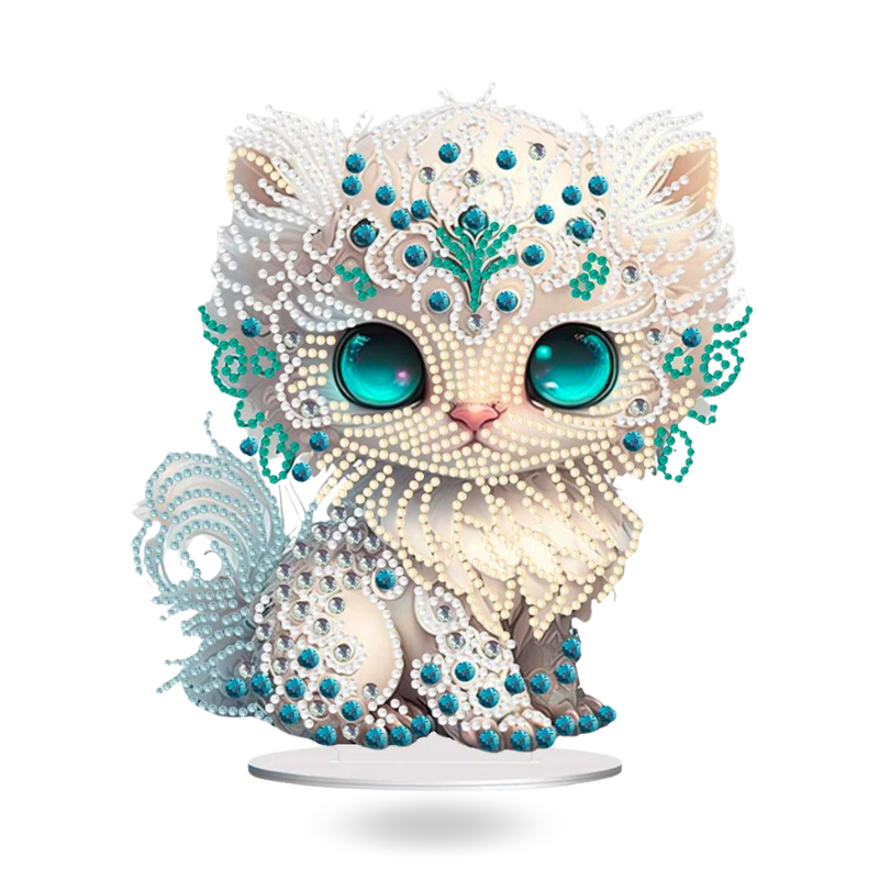 Présentoir Diamond Painting - Chat blanc