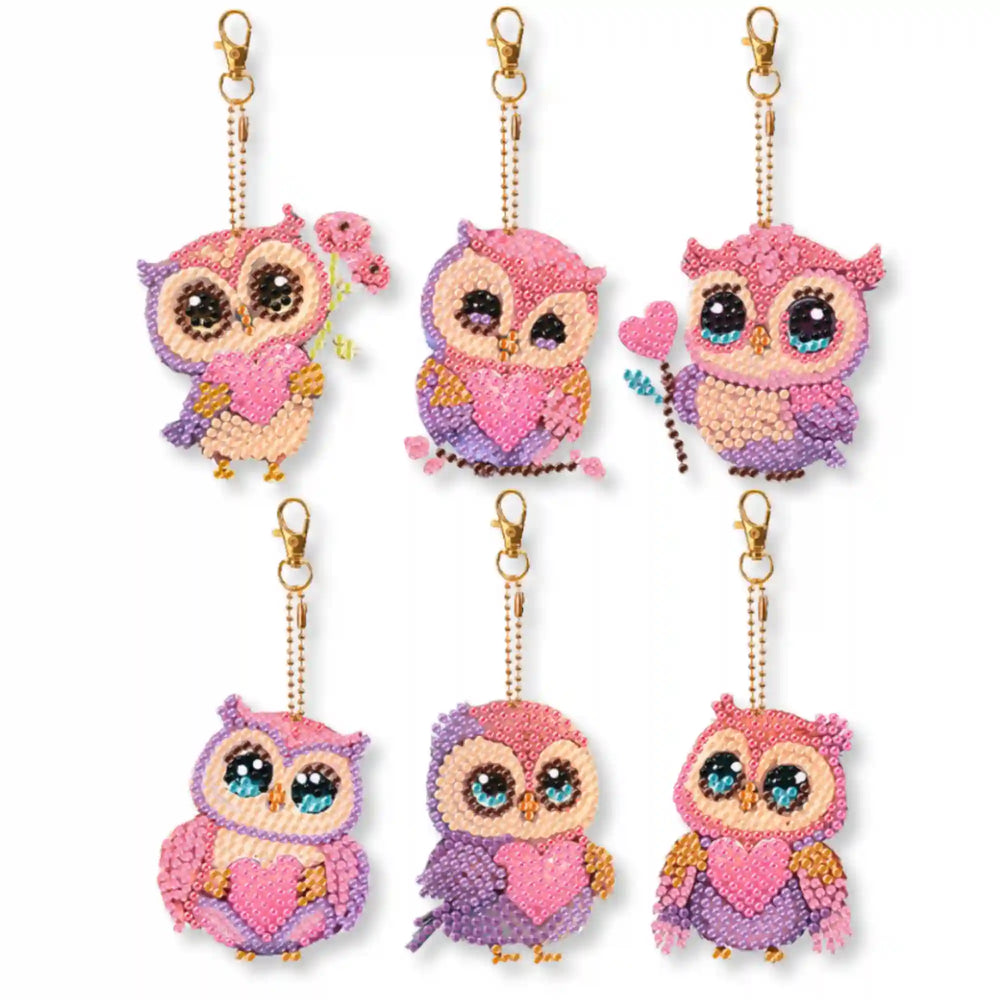Porte-clés Diamond Painting - Chouettes mignonnes