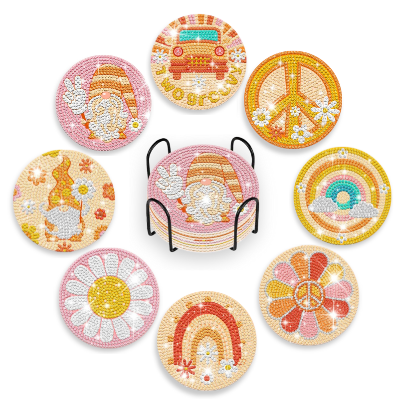 Diamond Painting - Sous-verres "Peace & Love"