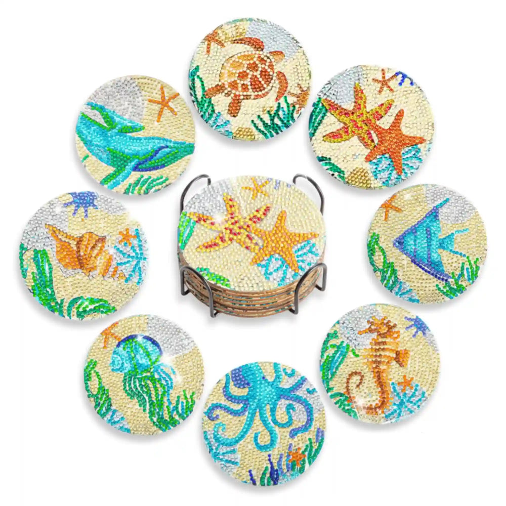 Diamond Painting - Sous-verres "Animaux marins"