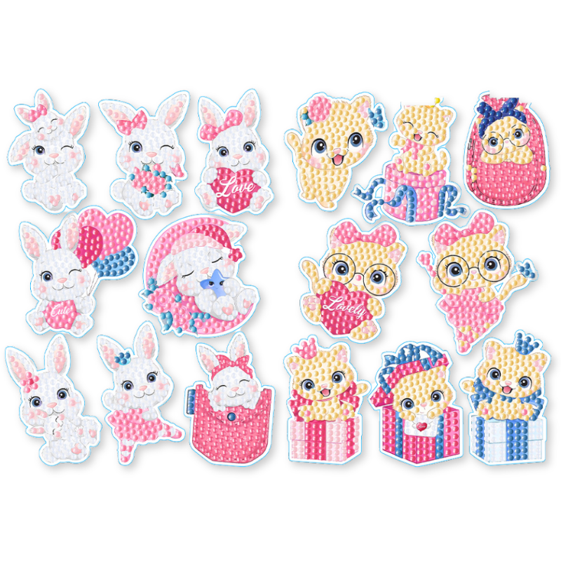 Diamond Painting Sticker Set XL - Lovely Animals