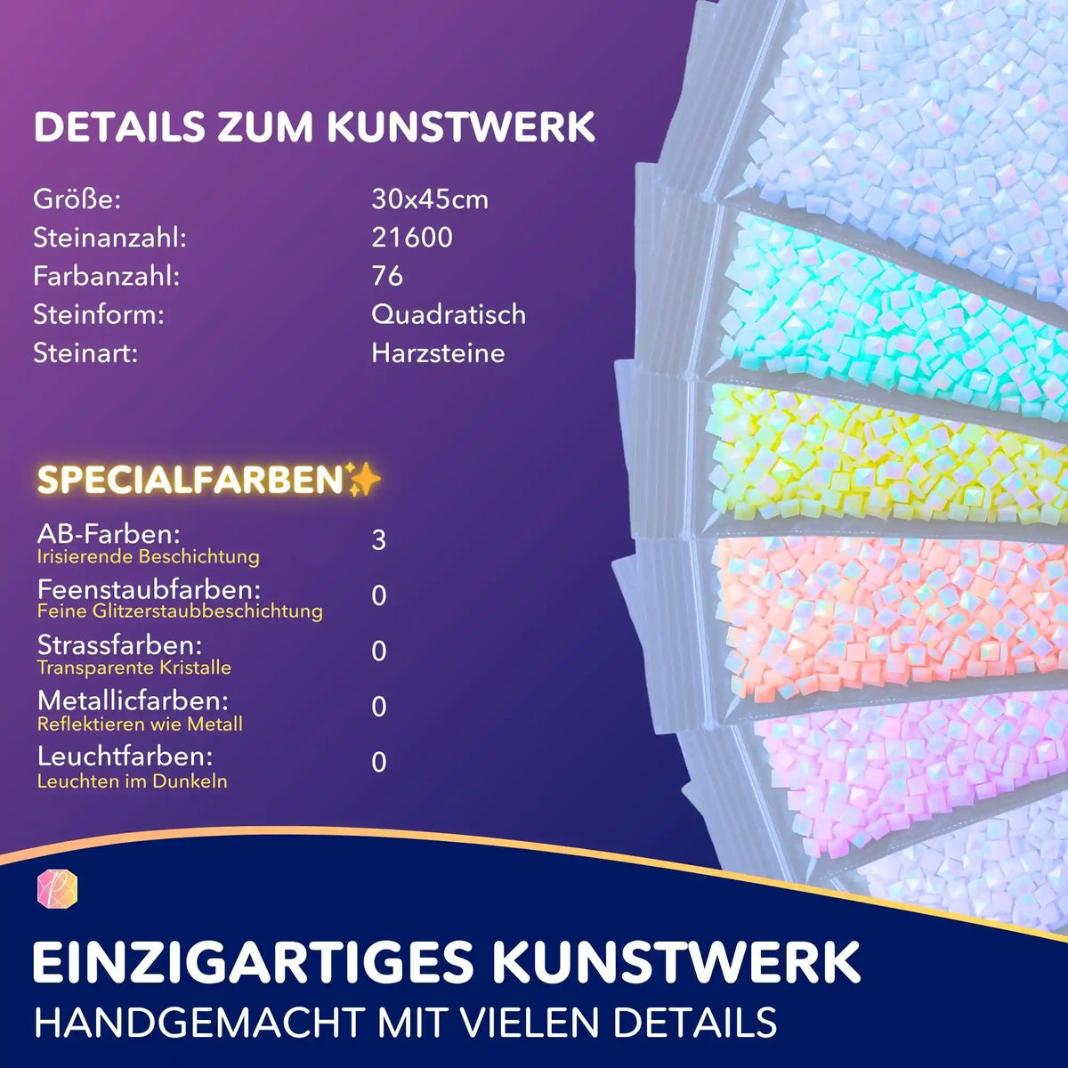 Diamond Painting Set Kleiner Leuchtbär mit quadratischen Harzsteinen in 30x45cm und irisierenden AB-Farben