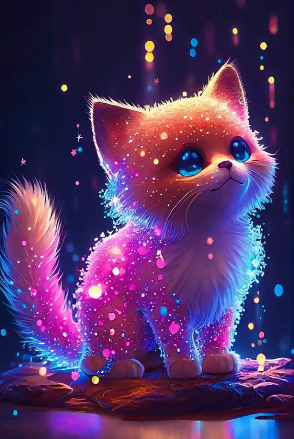 Diamond Painting Tableau lumineux spécial - Chaton sucré