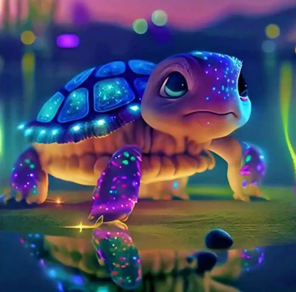 Diamond Painting Tableau Lumineux Spécial - Tortue Scintillante