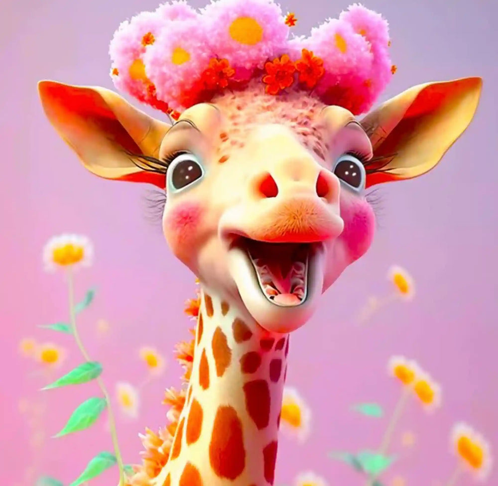 Diamond Painting Enfants - Girafe joyeuse