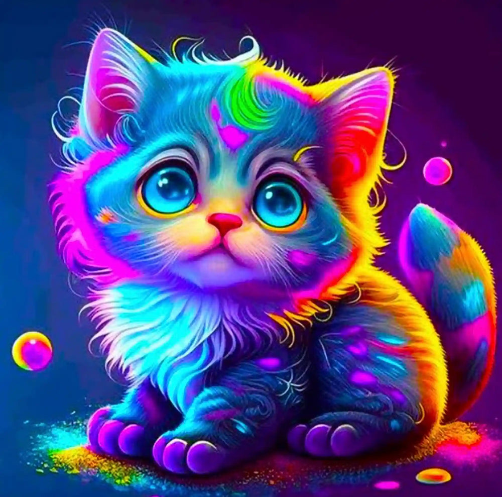Diamond Painting pour enfants - Chat arc-en-ciel