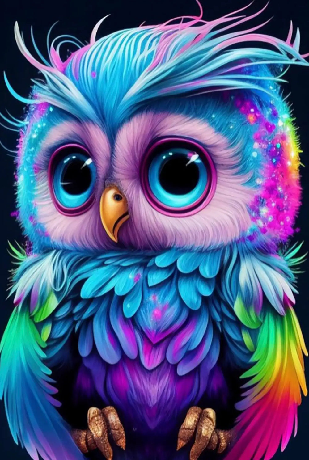 Diamond Painting - Petite chouette colorée dans l'ivresse des couleurs
