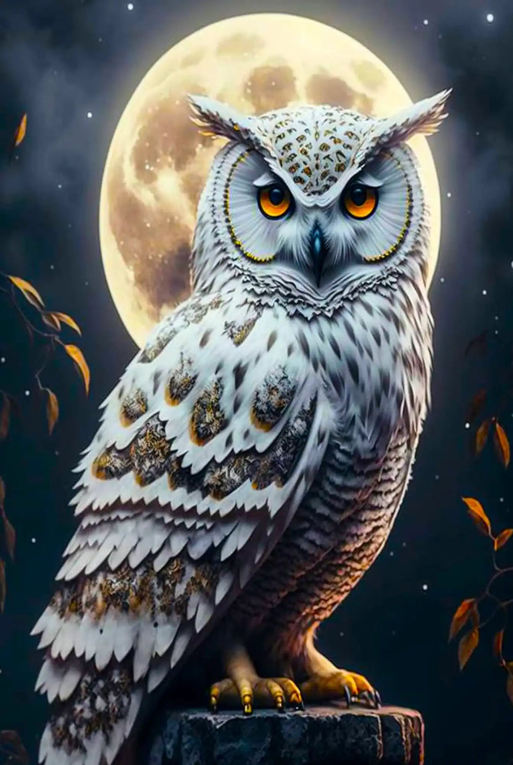 Diamond Painting Image lumineuse spéciale - Chouette au clair de lune