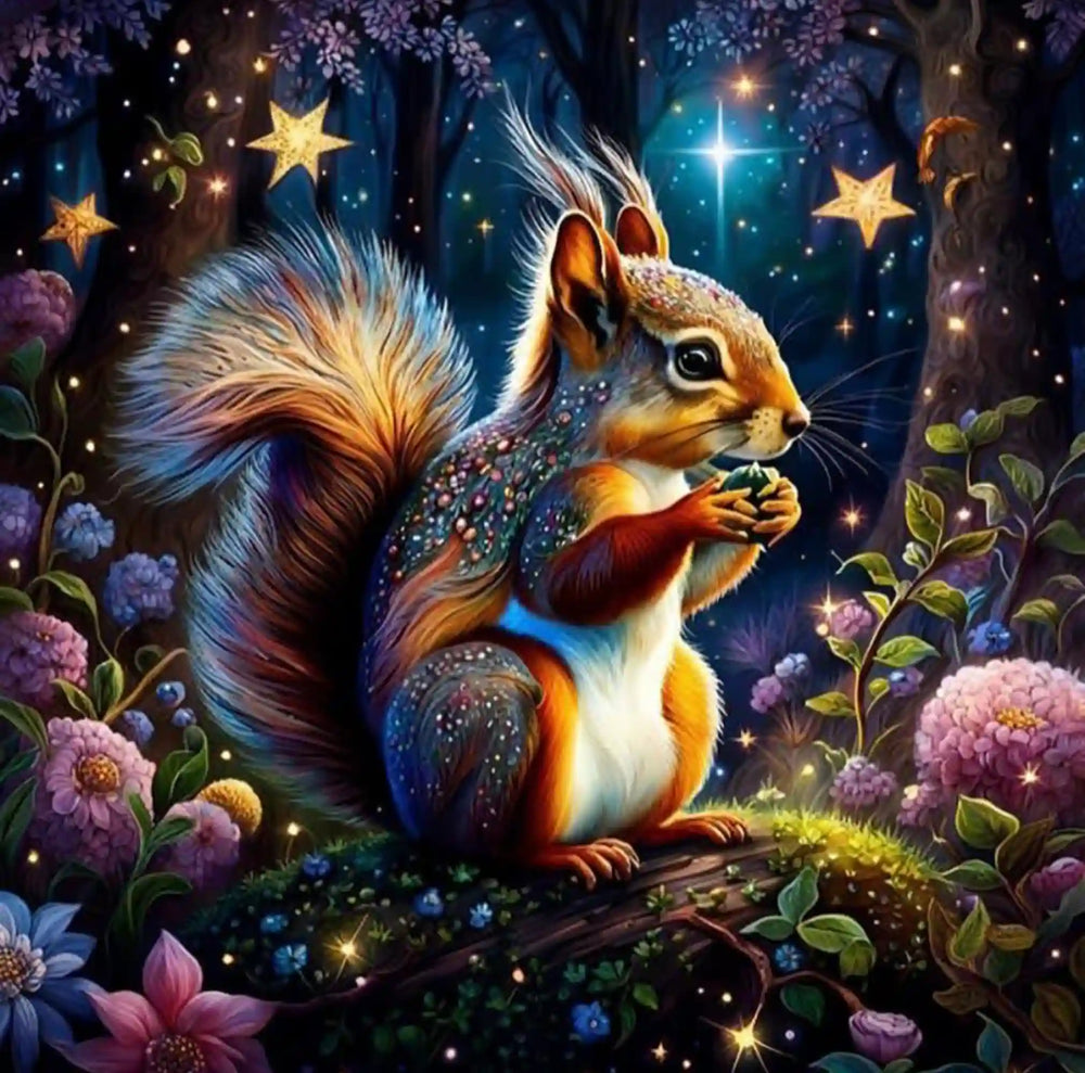 Diamond Painting - Eichhörnchen im Zauberwald