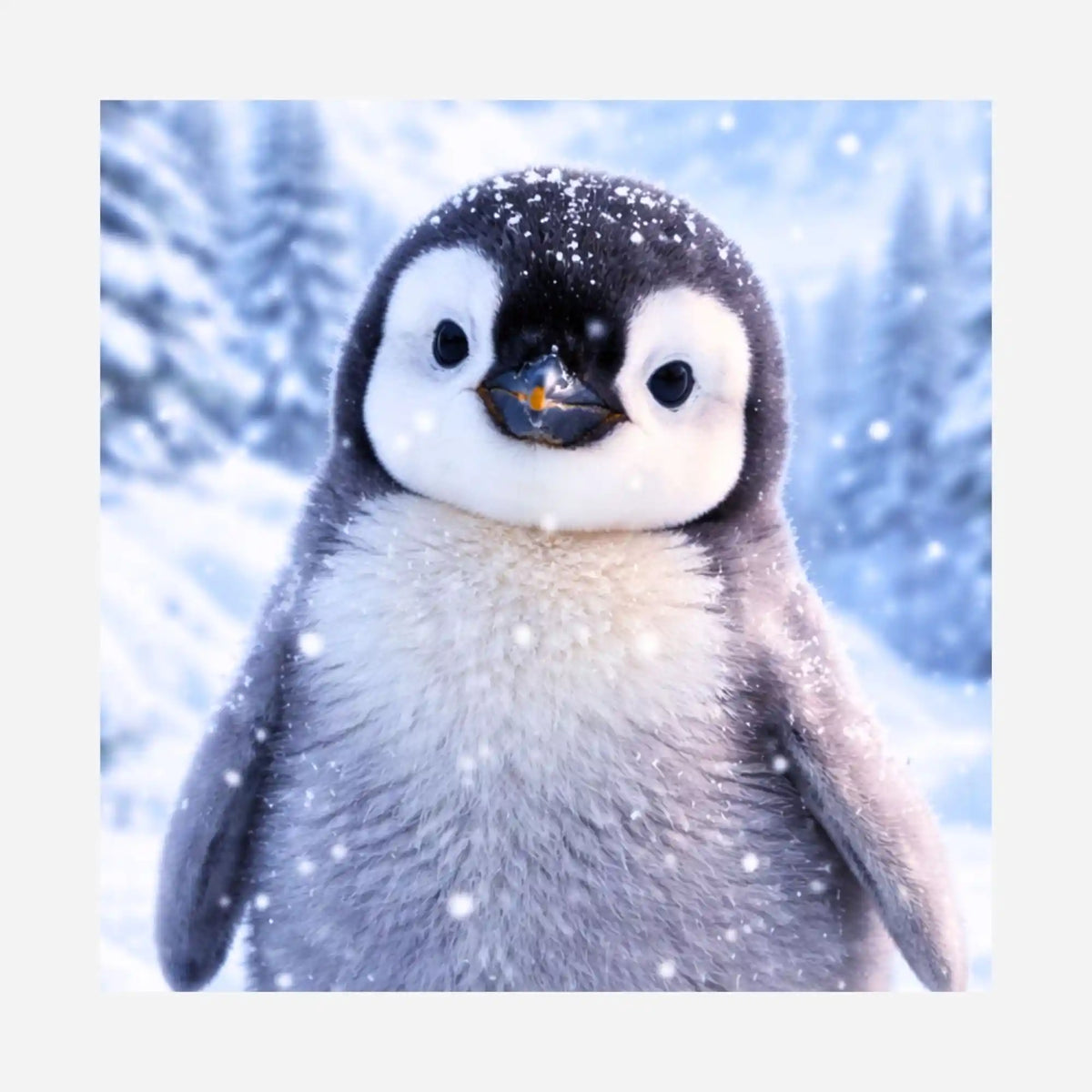 Diamond Painting Silikonpapier Winterpieps: Süßer Baby-Pinguin in verschneiter Winterlandschaft