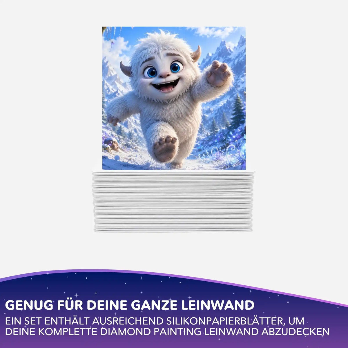 Picmondoo Silikonpapier-Set für Diamond Painting mit niedlichem Yeti-Motiv im Schnee – Mitten ins Abenteuer