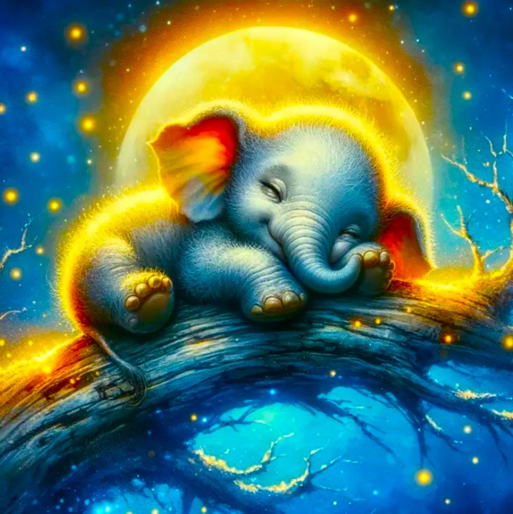 Diamond Painting - Éléphant au clair de lune