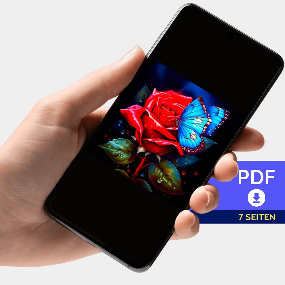 Porte-folio numérique - Rose rouge rencontre papillon bleu