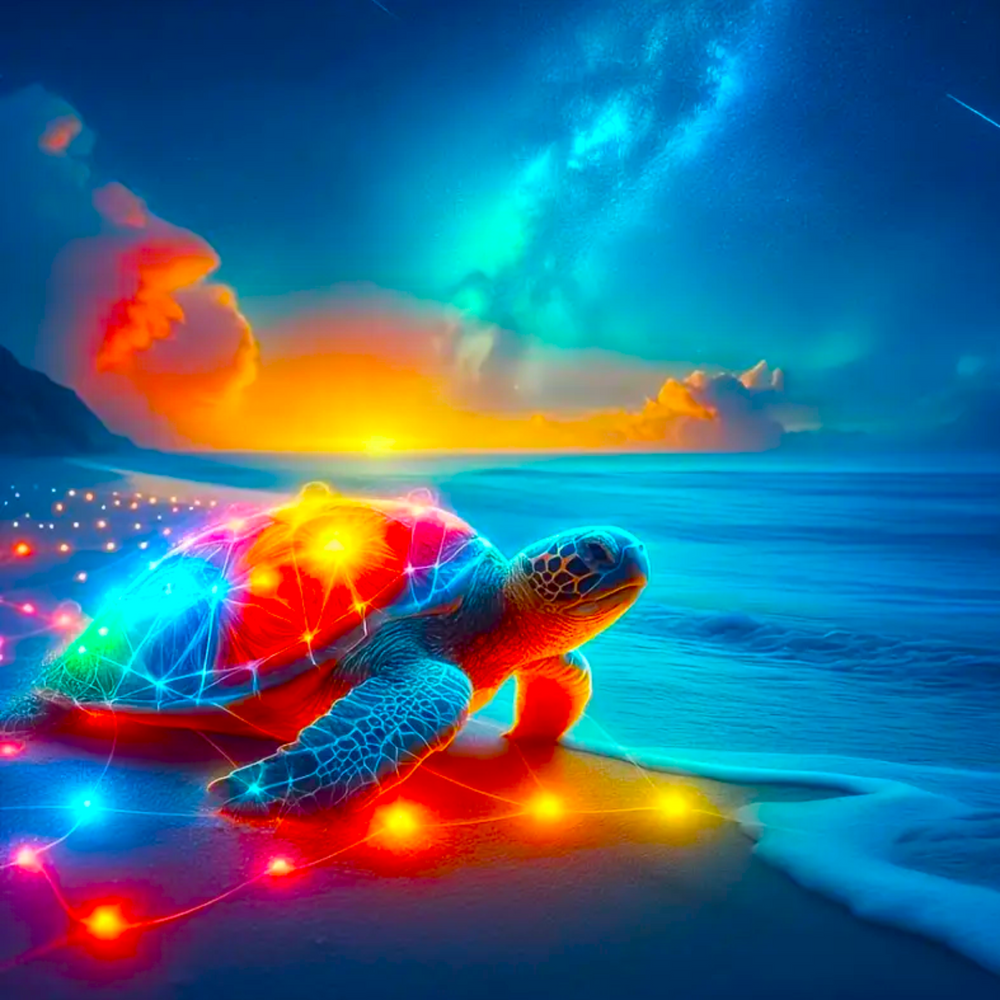 Diamond Painting - Tortue colorée scintillante