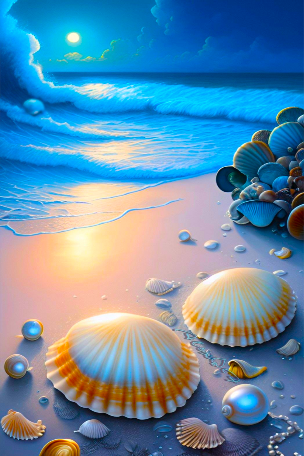 Diamond Painting - Plage sous la lueur nocturne