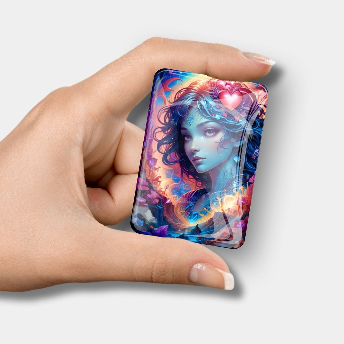 Magnetischer Glas-Cover Minder Mystic Girl Motiv als praktisches Zubehör für Diamond Painting und Bastelprojekte