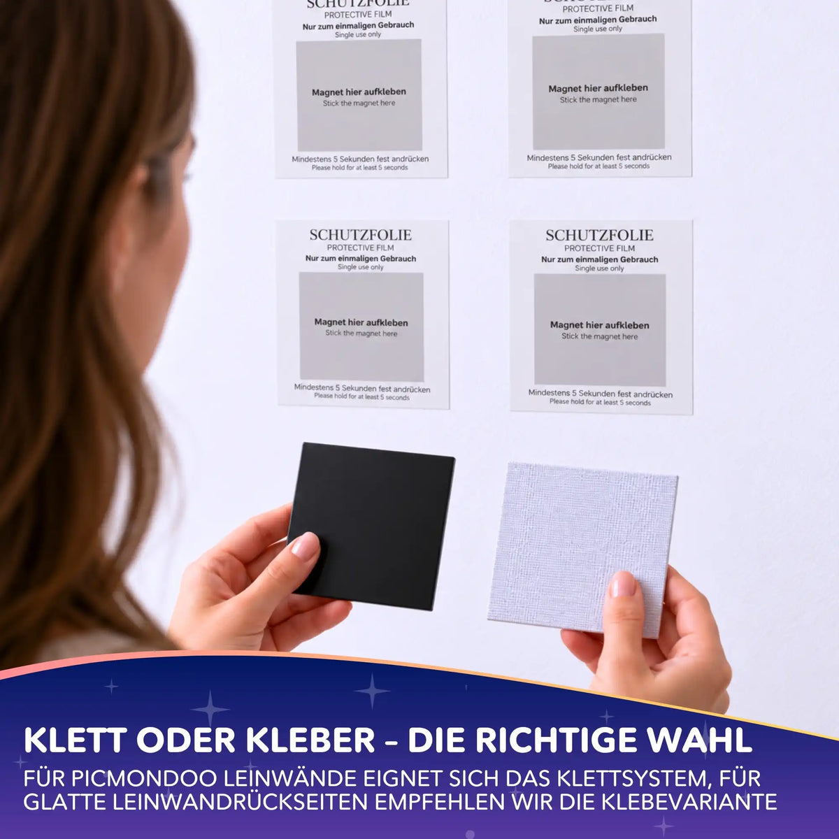 Magnetische Wandaufhängung für Diamond Painting: Befestigung mit Klett- oder Klebepads ohne Bohren