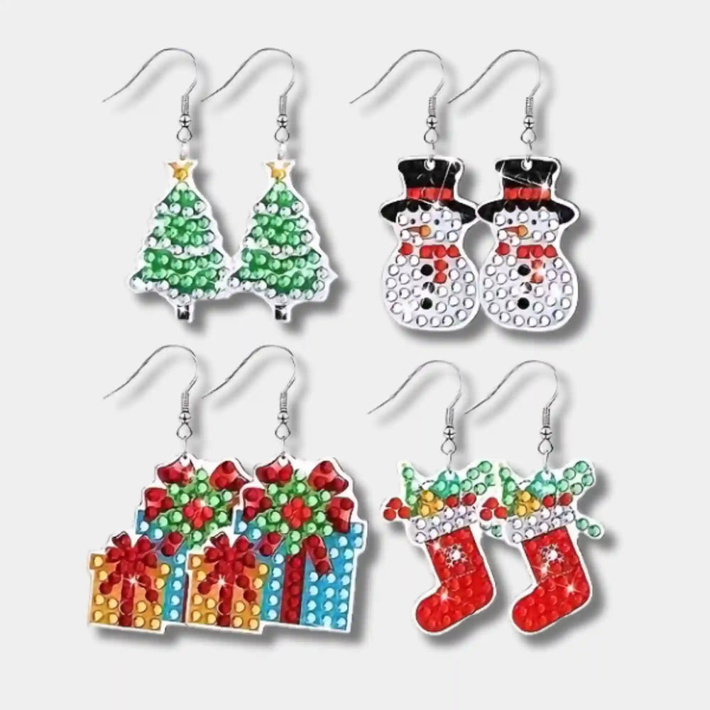 Boucles d'oreilles Diamond Painting Noël
