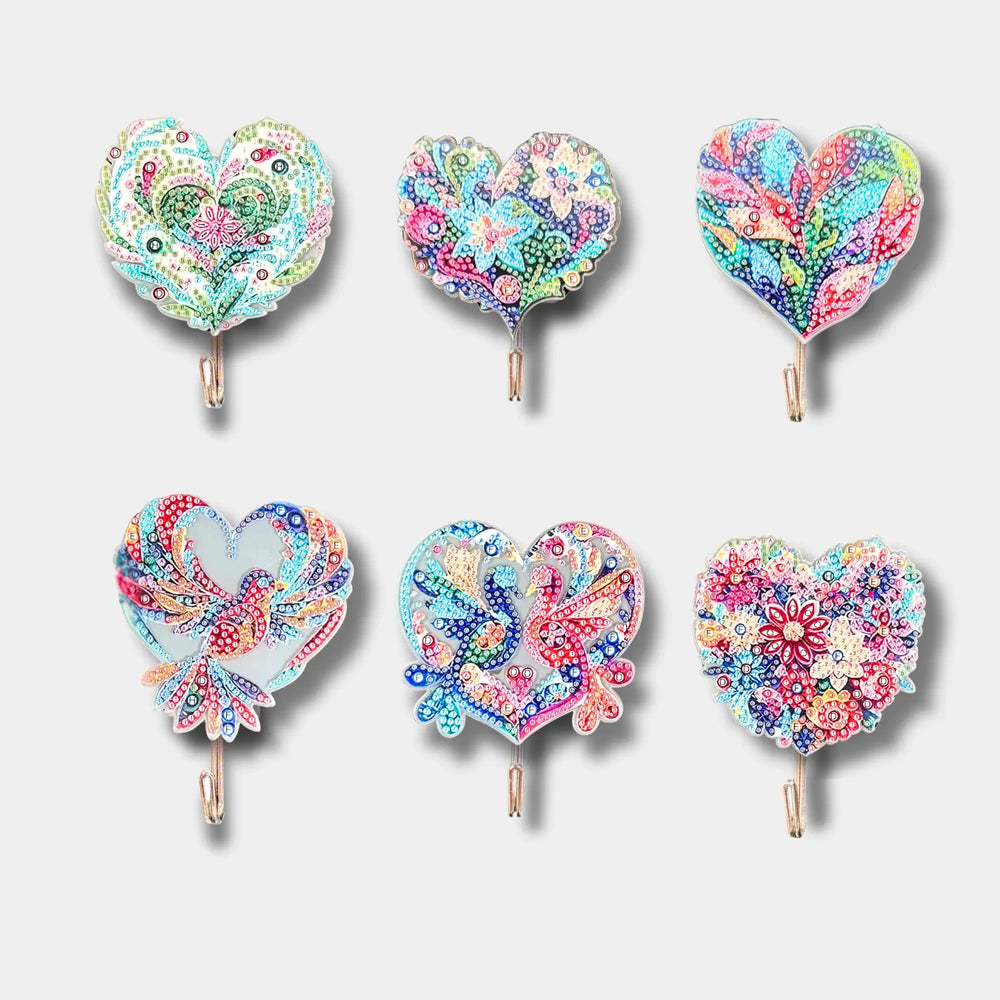 Crochets muraux Diamond Painting cœurs en mosaïque