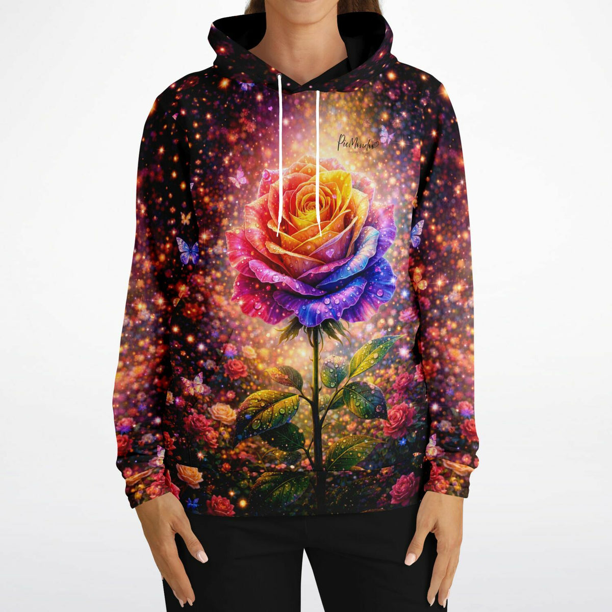 Dreamer Hoodie mit farbenfrohem Rosen-Motiv, inspiriert durch Diamond Painting und Malen nach Zahlen Designs.