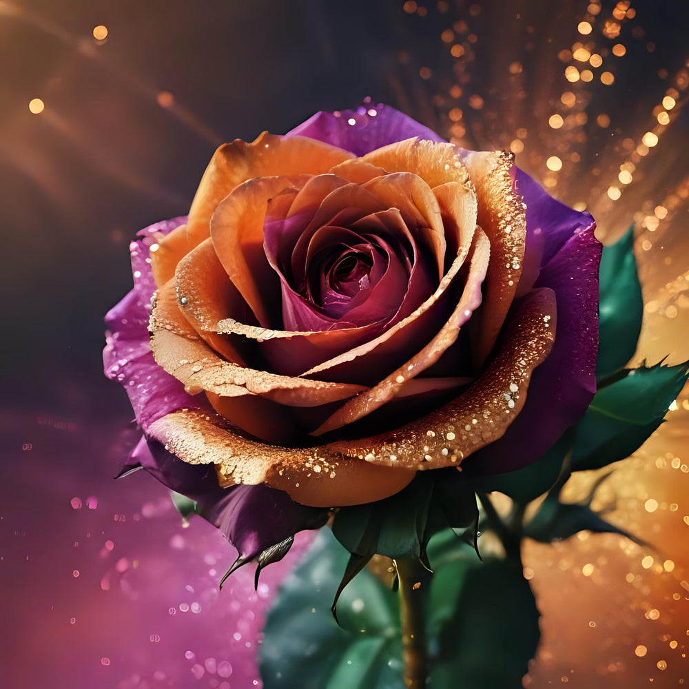 Broderie diamant - Rose colorée