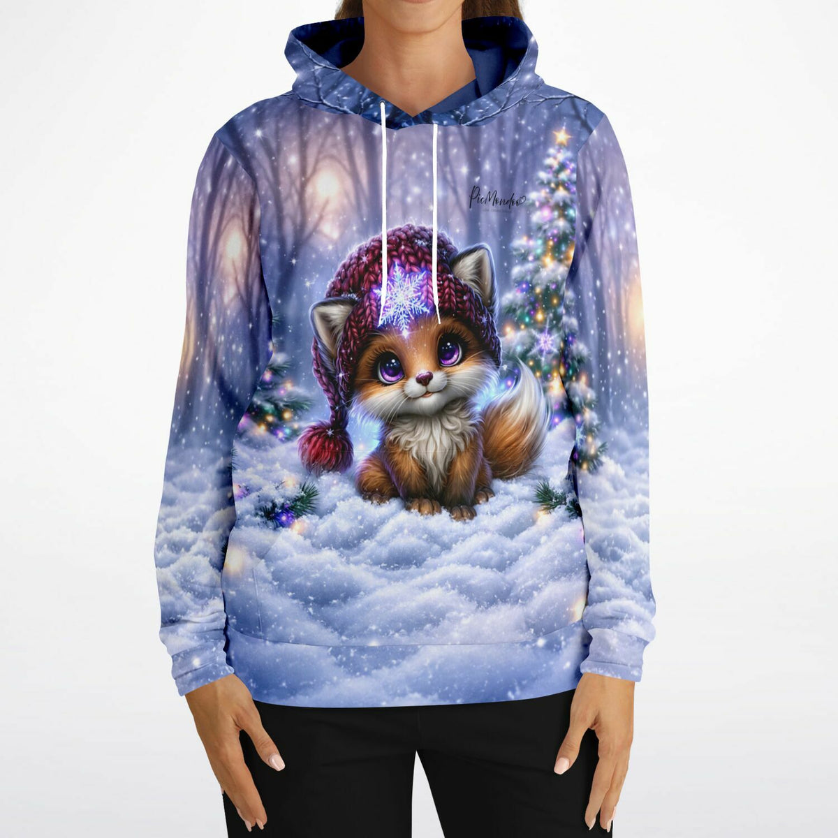 Dreamer Hoodie Kleiner Winterzauber mit süßem Fuchs-Motiv im weihnachtlichen Schneewald, passend zu Diamond Painting Art.