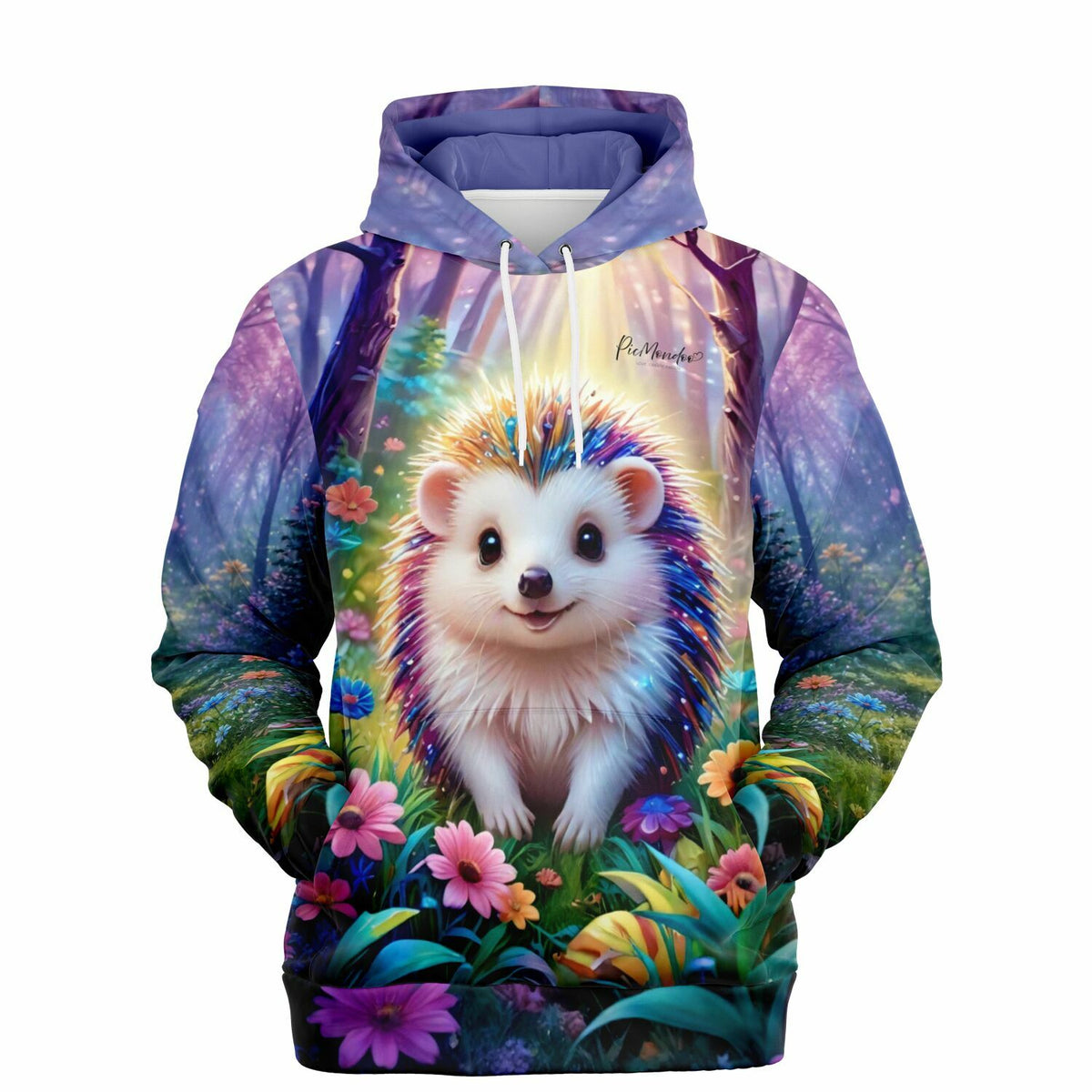 Dreamer Hoodie mit Igel Stups Motiv im bunten Wald; perfekt für Fans von Diamond Painting und Malen nach Zahlen