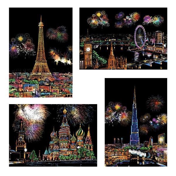 Scratch Painting - Set de 4 XL Villes II