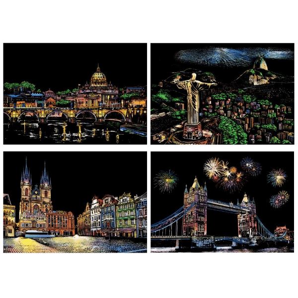 Tableaux à gratter - Lot de 4 XL Villes I