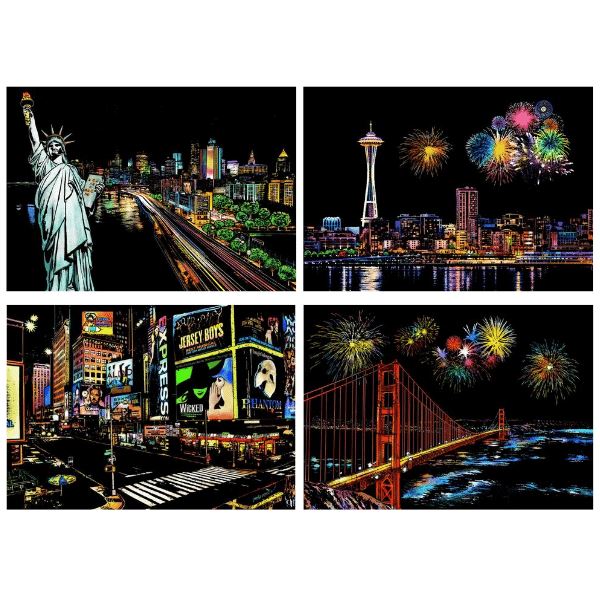 Scratch Painting - Set de 4 villes XL
